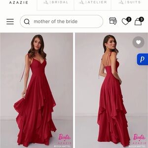 Azazie Scarlet Red Ruffled Maxi Dress